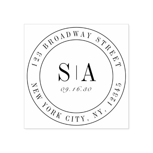 Geavanceerde monogram minimalistische bruiloft rubberstempel (Afrduk)