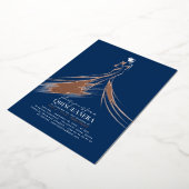 Geavanceerde Navy Blue & Roos Gold Quinceanera Folie Uitnodiging (Gedraaid)