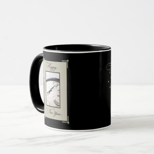 Geavanceerde oudejaarsavond, zwarte en bruine Mok (Voorkant links)