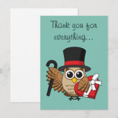 Geavanceerde Owl met hartenbonenkast | Tekst toevo Bedankkaart (Voorkant / Achterkant)