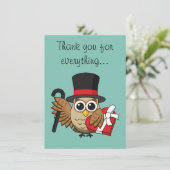 Geavanceerde Owl met hartenbonenkast | Tekst toevo Bedankkaart (Staand voorkant)