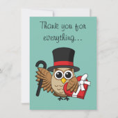 Geavanceerde Owl met hartenbonenkast | Tekst toevo Bedankkaart (Voorkant)