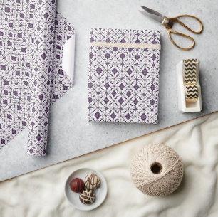 Geavanceerde Paarse en zilveren kerstpatroon Cadeaupapier