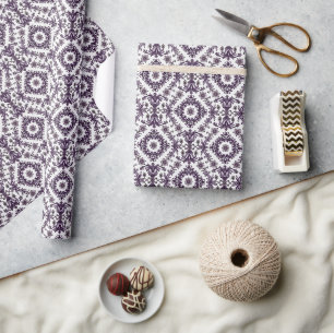 Geavanceerde Paarse en zilveren kerstpatroon Cadeaupapier