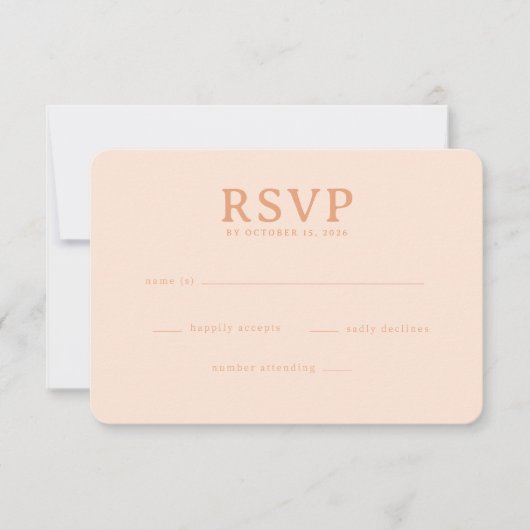 Geavanceerde Perzik RSVP Kaart (Voorkant)