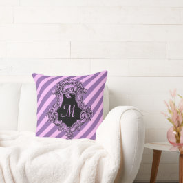 Geavanceerde roze strepe monogrammed kussen