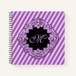 Geavanceerde roze strepe monogrammed notitieboek