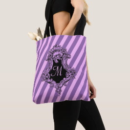 Geavanceerde roze strepe monogrammed tote bag