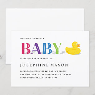 Geavanceerde Rubber Duck Rainbow-Baby shower Kaart