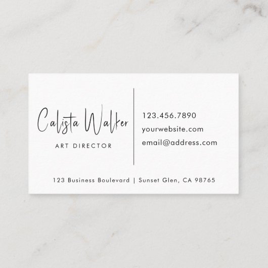 Geavanceerde scriptkalligrafie minimaal zwart visitekaartje (Achterkant)