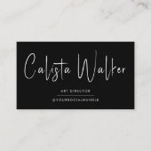 Geavanceerde scriptkalligrafie minimaal zwart visitekaartje (Voorkant)