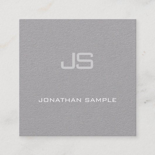 Geavanceerde, stijlvolle monogrammed Premium Grey  Vierkante Visitekaartje (Voorkant)