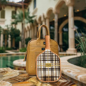 Geavanceerde Taupe en Gouden Monogram Pickleball Paddle