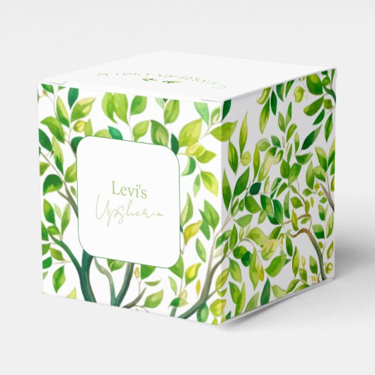 Geavanceerde waterverf boom Upsherin Upshernish Bedankdoosjes (Voorkant Zijde)