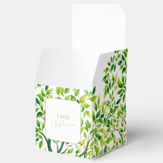 Geavanceerde waterverf boom Upsherin Upshernish Bedankdoosjes (Geopend)