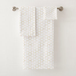 Geavanceerde White Gold Hexagon Beehive Pattern Bad Handdoek