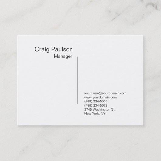 Geavanceerde Wit-Visitekaartje van de Manager met  Visitekaartje (Voorkant)
