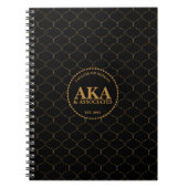 Geavanceerde zakelijke monogram zwart goud Trellis Notitieboek (Voorkant)