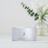 Geavanceerde zilveren Sjabloon Modern Monogrammed Visitekaartje (Staand voorkant)