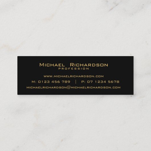 Geavanceerde zwart goud mannelijke slanke lijn mini visitekaartje (Achterkant)