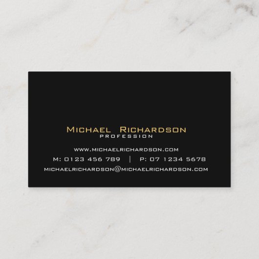Geavanceerde zwart goud wit professional visitekaartje (Achterkant)