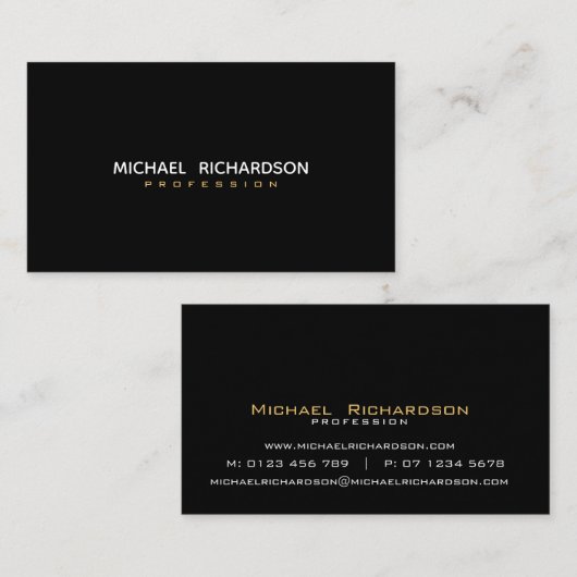 Geavanceerde zwart goud wit professional visitekaartje (Voorkant / Achterkant)