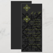 Geavanceerde zwart-groene verlovingsfeest kaart (Voorkant / Achterkant)