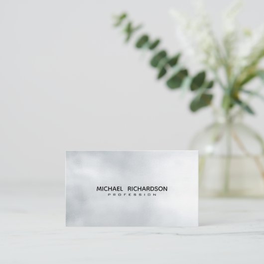 Geavanceerde zwart op zilver staal unisex visitekaartje (Staand voorkant)