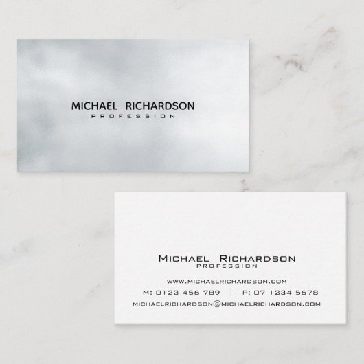 Geavanceerde zwart op zilver staal unisex visitekaartje (Voorkant / Achterkant)