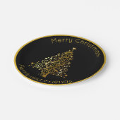 Geavanceerde zwarte en gouden kerstboom papieren bordje (Gekanteld)