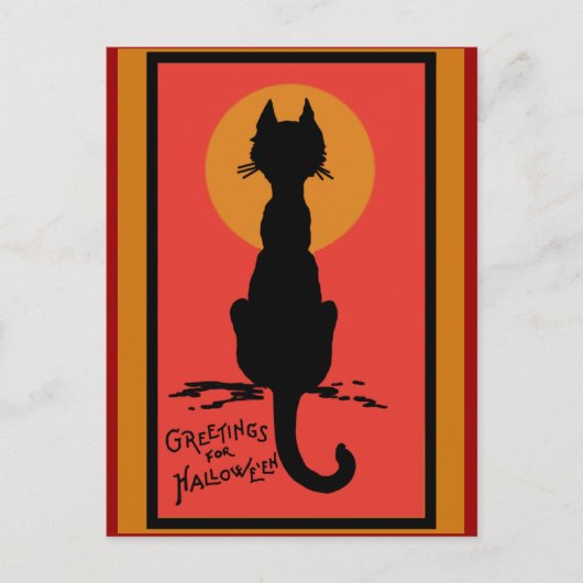 Geavanceerde zwarte kat-halloween-kaarten briefkaart (Voorkant)