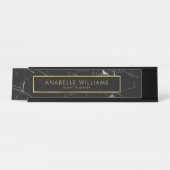 Geavanceerde zwarte marmer- en goudtextuur bureau naambordje (Voorkant)