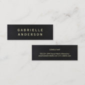 Geavanceerde zwarte, zwarte, lederen, vetgedrukte  mini visitekaartje (Voorkant / Achterkant)