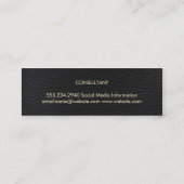 Geavanceerde zwarte, zwarte, lederen, vetgedrukte  mini visitekaartje (Achterkant)