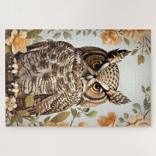 Gebaarde Botanische Grote Gehoornde Uil Legpuzzel (Horizontaal)