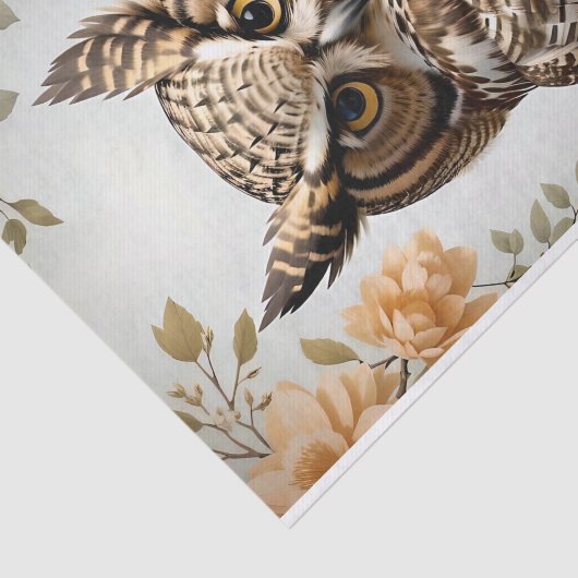 Gebaarde Botanische Grote Gehoornde Uil Tissuepapier (Detail)