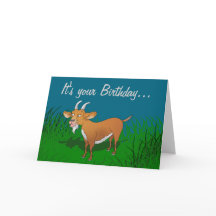 Gebaarde bruine geit Verjaardagskaart