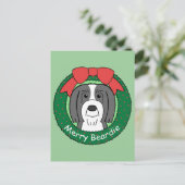 Gebaarde Kerstmis van de Collie Feestdagenkaart (Staand voorkant)