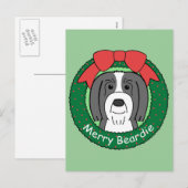 Gebaarde Kerstmis van de Collie Feestdagenkaart (Voorkant / Achterkant)