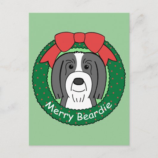 Gebaarde Kerstmis van de Collie Feestdagenkaart (Voorkant)