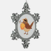 Gebaarde vogelsoort tin sneeuwvlok ornament (Links)
