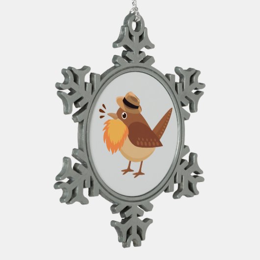 Gebaarde vogelsoort tin sneeuwvlok ornament (Links)