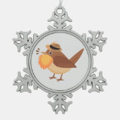 Gebaarde vogelsoort tin sneeuwvlok ornament (Voorkant)
