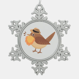 Gebaarde vogelsoort tin sneeuwvlok ornament
