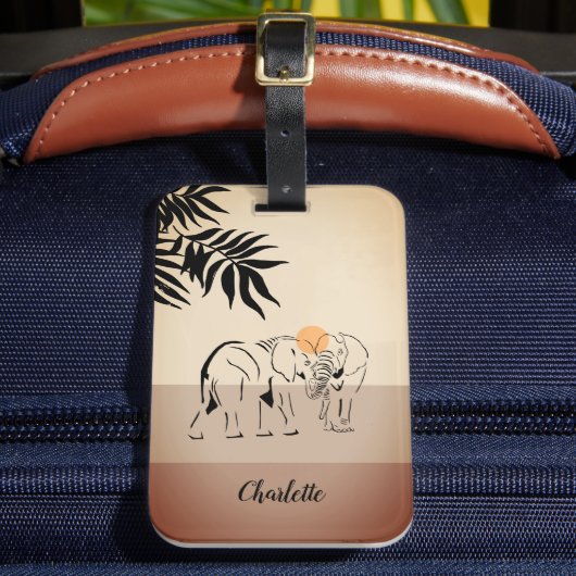 Gebagatigde "Olifant Liefhebber" Bagage Label (Voorkant Insitu 2)