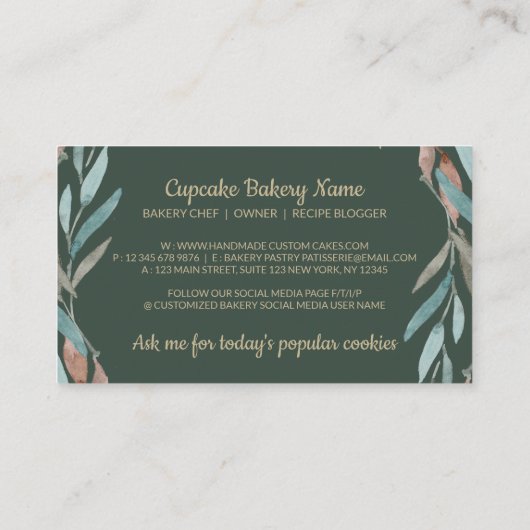 gebak Bag groen goud Rustige Logo bakkerijen Visitekaartje (Achterkant)