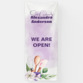 Gebak Bakken Gereedschap Paarse Bloemen Waterverf Spandoek (Verticaal)