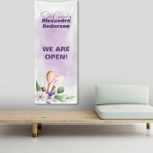 Gebak Bakken Gereedschap Paarse Bloemen Waterverf Spandoek