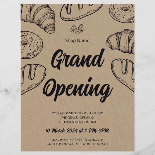 Gebak Bakkerij Business Grand Opening Sjabloon Flyer (Voorkant)