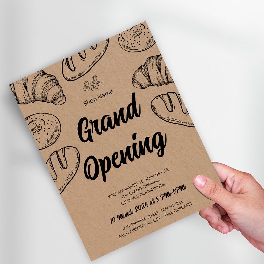 Gebak Bakkerij Business Grand Opening Sjabloon Flyer
